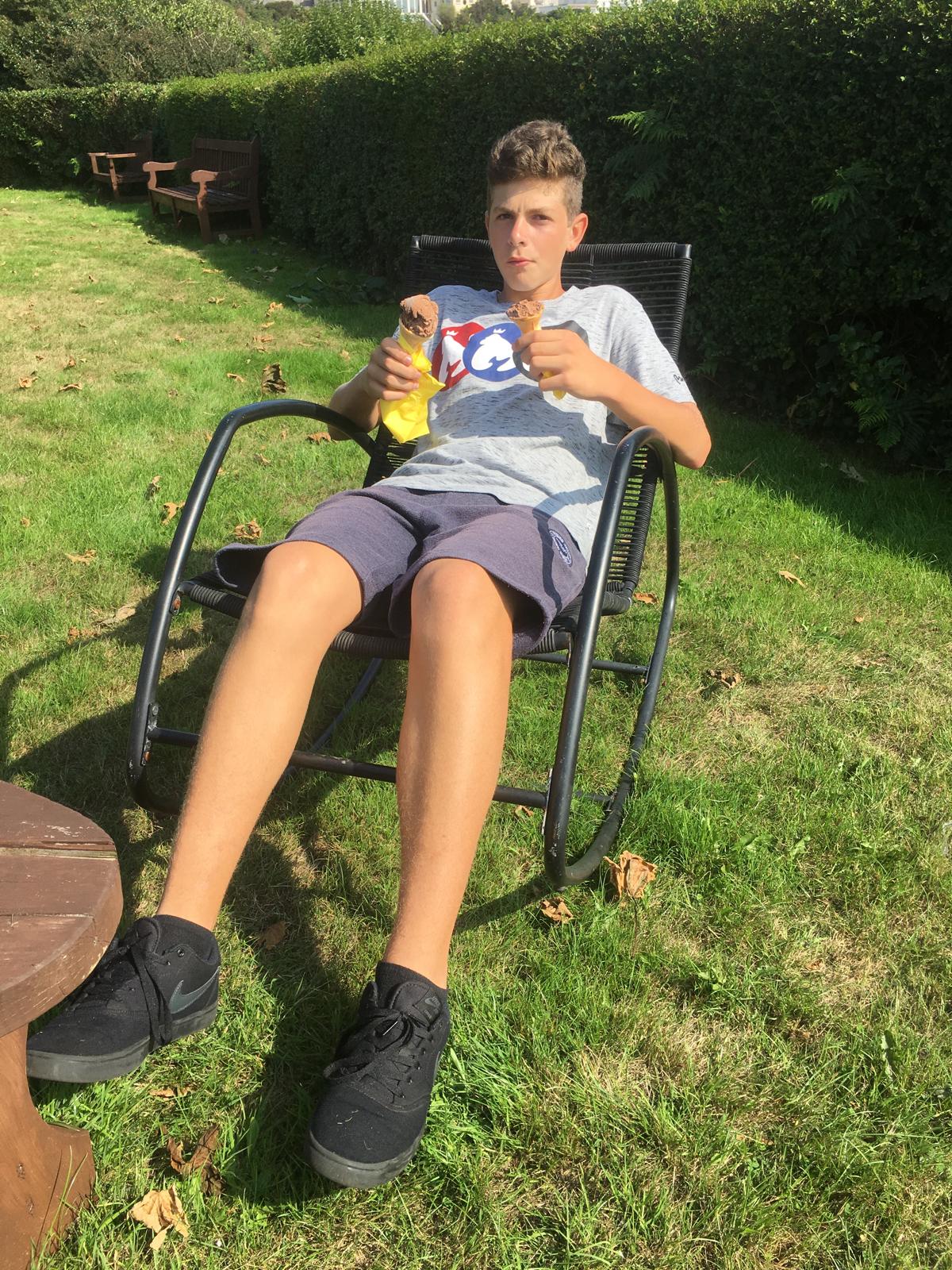 Chris with Two Ice Creams